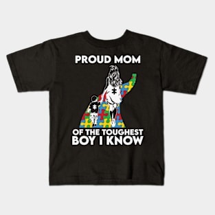 Proud Mom Autism Awareness Gift for Birthday, Mother's Day, Thanksgiving, Christmas Kids T-Shirt